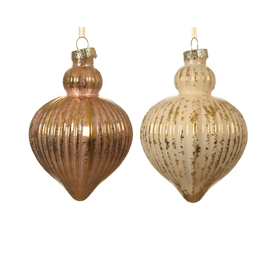 Boule de Noël oignon assortie H 11 x Ø8 cm