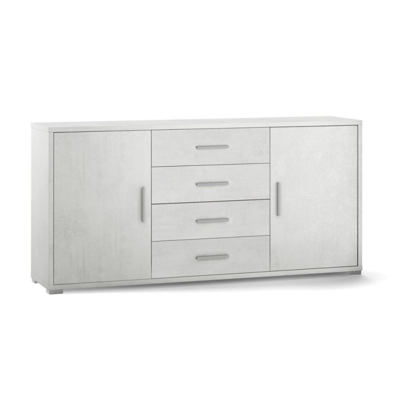 Buffet avec deux portes et quatre tiroirs en Ossido White 174x41x h84 cm