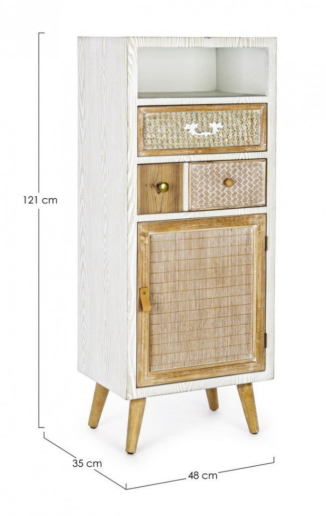 Armoire Eloise 1 porte 2 tiroirs en bois naturel 48x35x121h cm