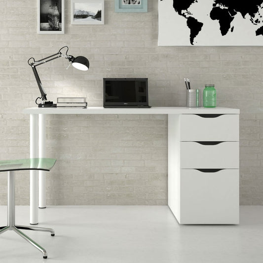 Bureau de bureau avec commode blanche 138 x 60 x 74 h cm