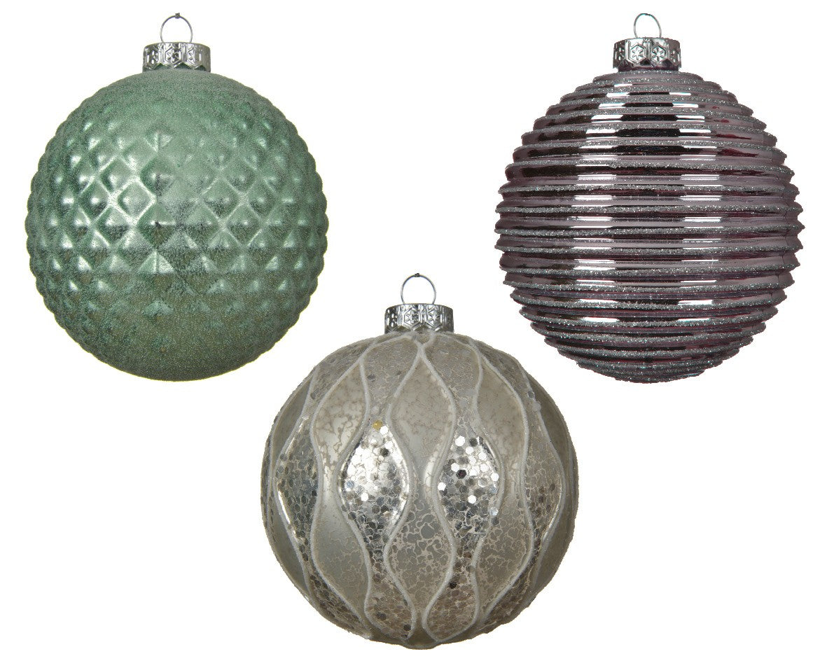 Boule de Noël en verre assortie, 1 pièce, diamètre 10