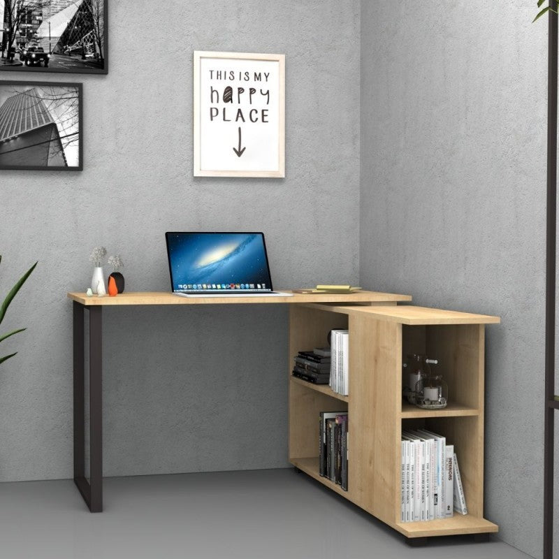 Bureau avec bibliothèque réversible Chêne OSLO 120x60x h74 cm