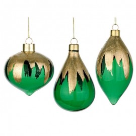 Pendentif en verre Green Gold PAINT Boule de Noël 1 pièce