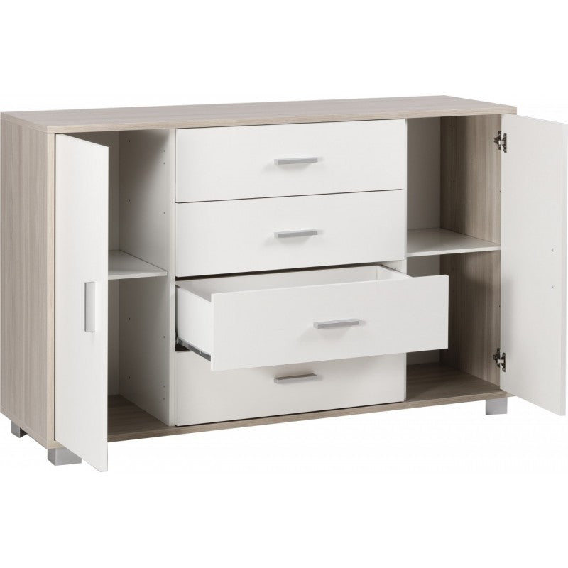 Buffet deux portes et quatre tiroirs Olmo blanc 136x41x h86 cm