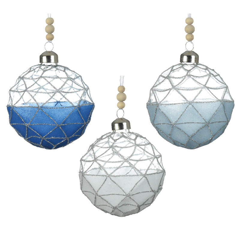 Boules de Noël avec sable de couleurs assorties Ø8 cm