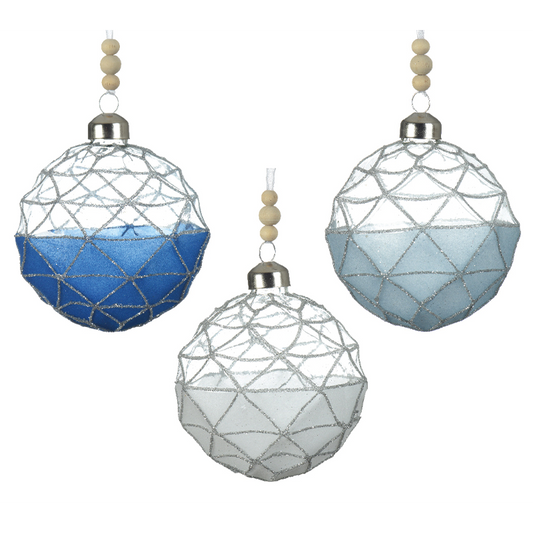 Boules de Noël avec sable de couleurs assorties Ø8 cm