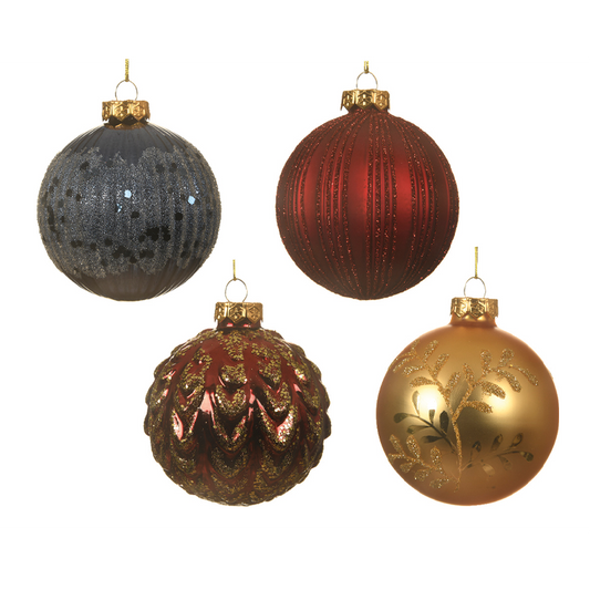 Boule de Noël assortie 4 modèles Ø8cm