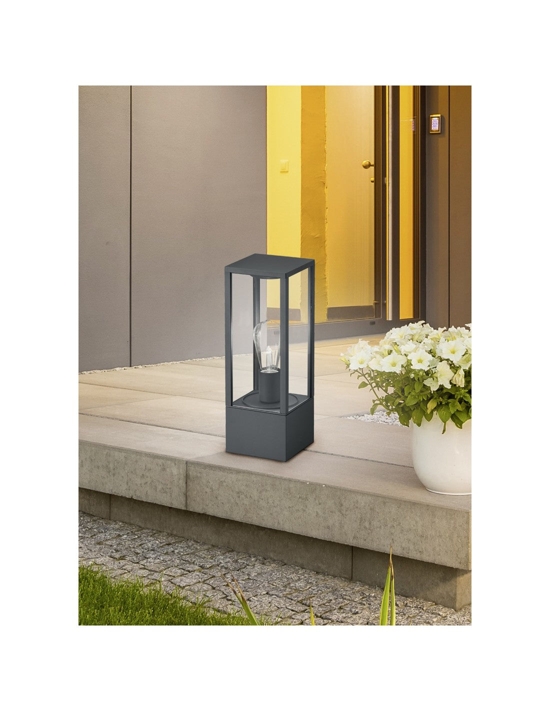 Lanterne de jardin carrée Garonne anthracite H40 cm Trio Lighting