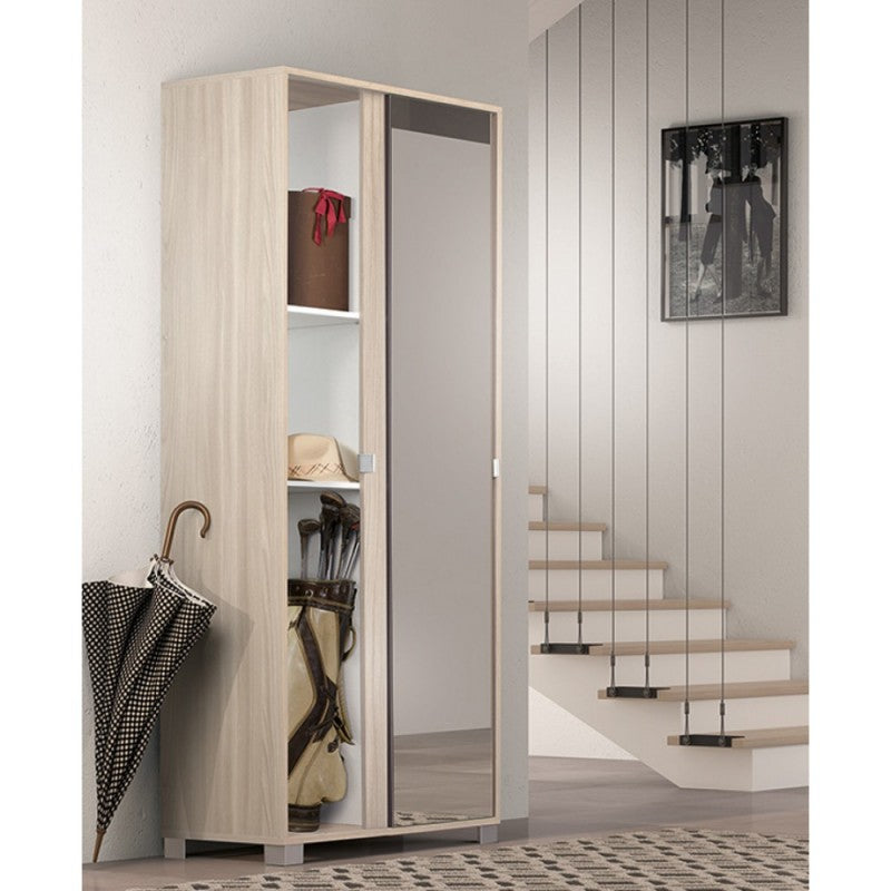 Armoire polyvalente à deux portes coulissantes avec miroir lumineux Olmo 82x41x h190 cm