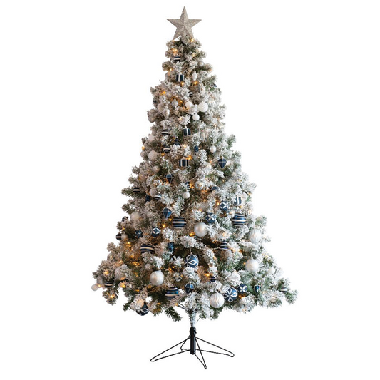 Sapin impérial blanc avec décorations H 150 Ø 97 cm