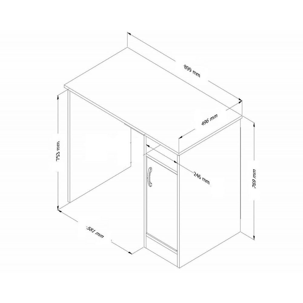 Bureau Subat en chêne 90 cm