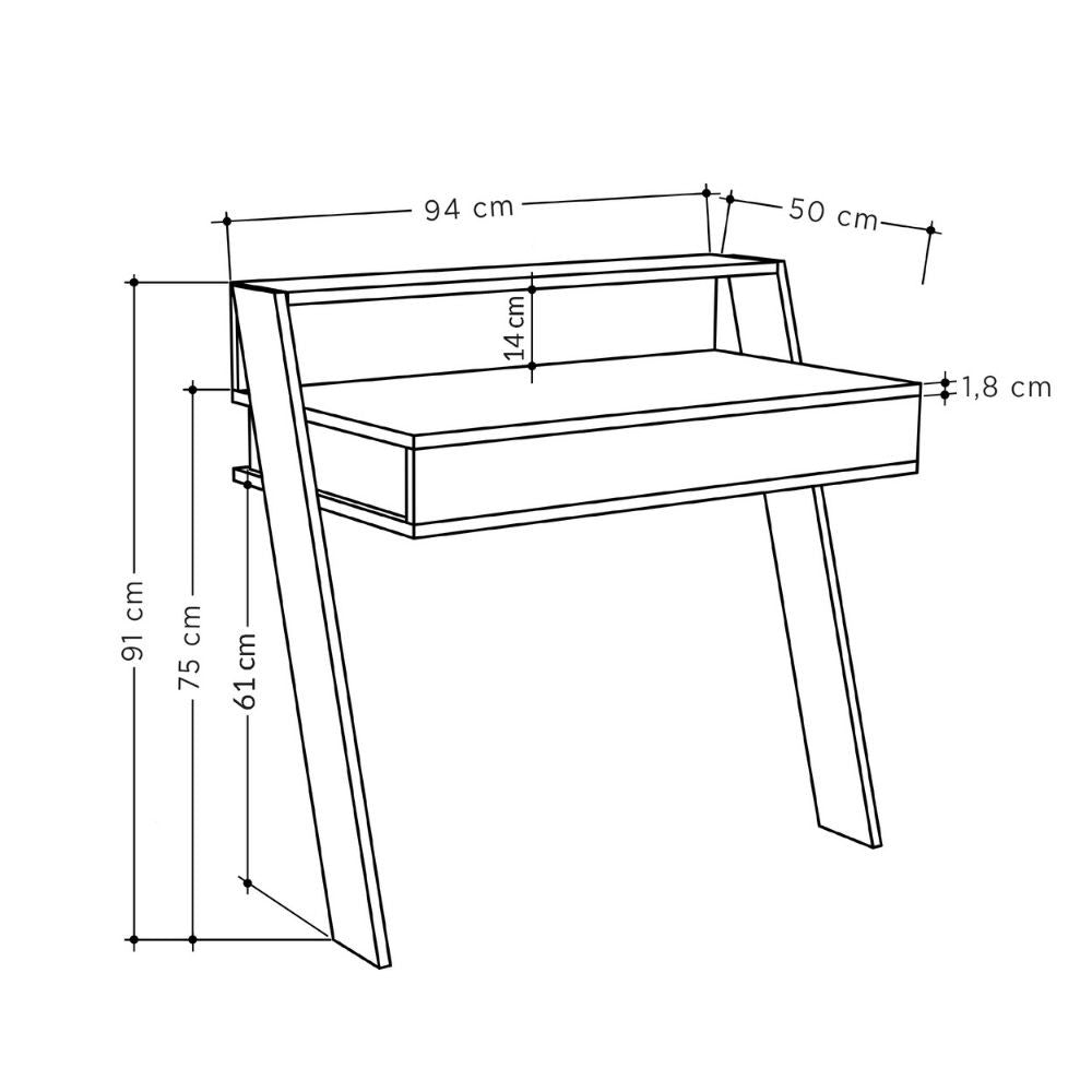 Bureau mural Cowork gris tourterelle avec tiroir 94 cm.