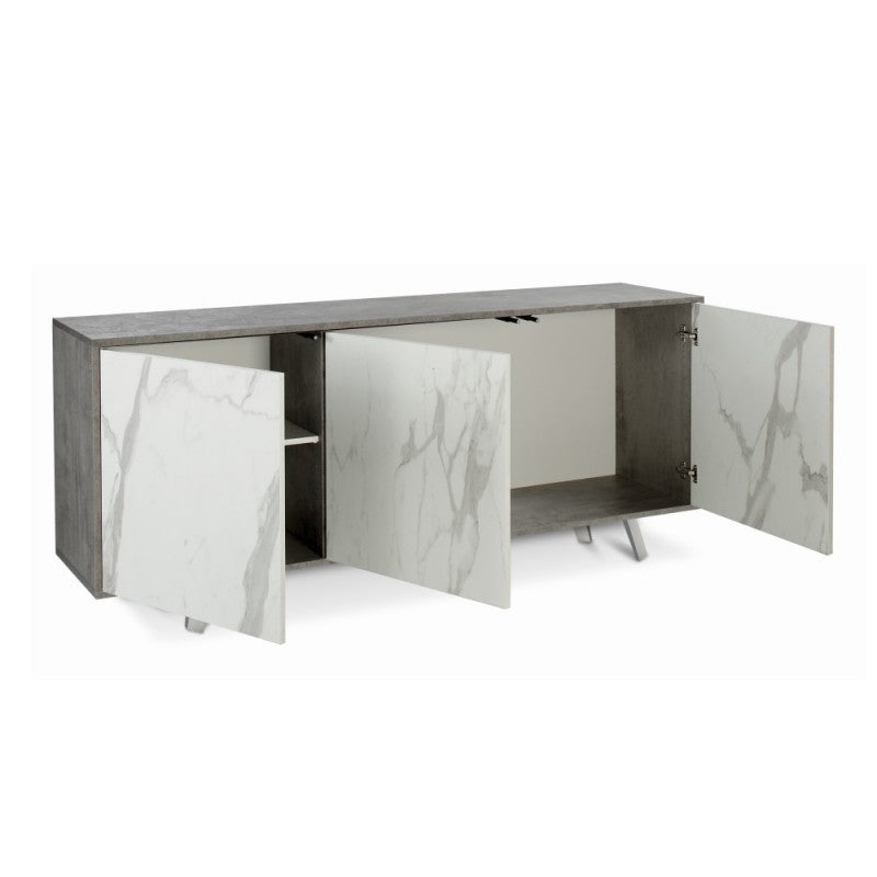 Buffet trois portes en marbre Cemento 177x41x h74 cm