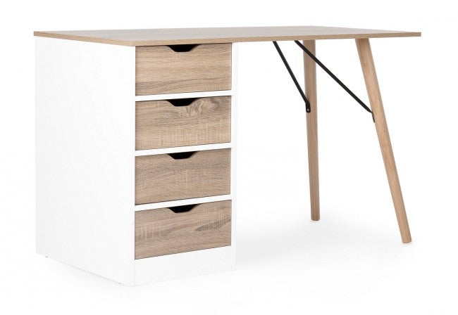 Bureau Alberta avec commode effet bois 120x60x75h cm