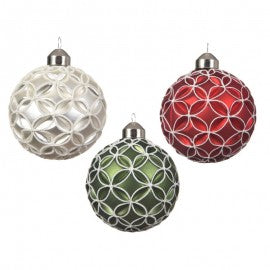 Boule de Noël en verre pailleté doré 3D CIRCLES 8 cm pcs 1