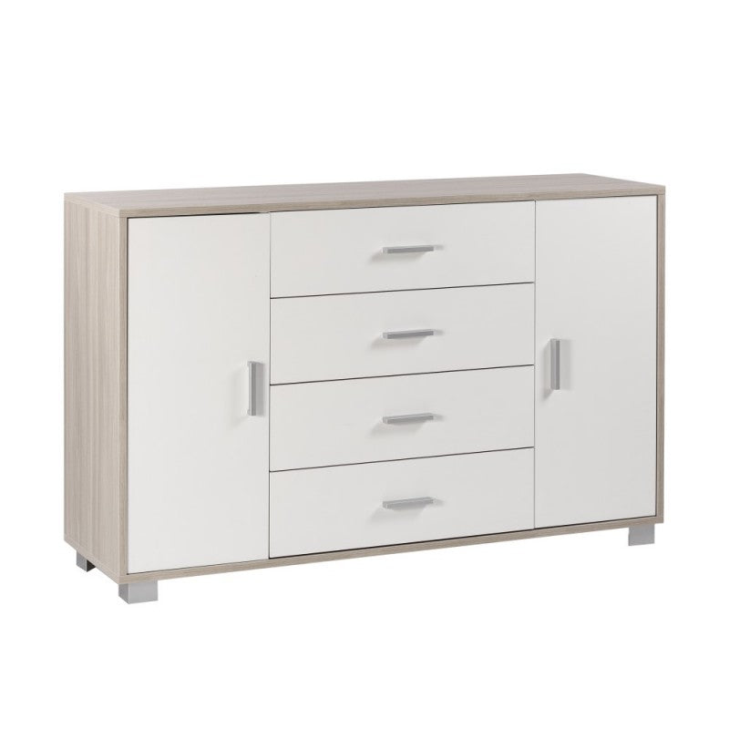 Buffet deux portes et quatre tiroirs Olmo blanc 136x41x h86 cm