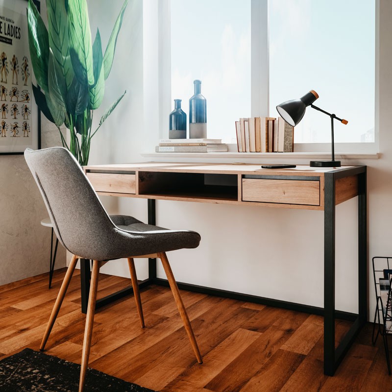 Bureau de chambre moderne en chêne avec tiroirs 120 x 60 x 75 h cm