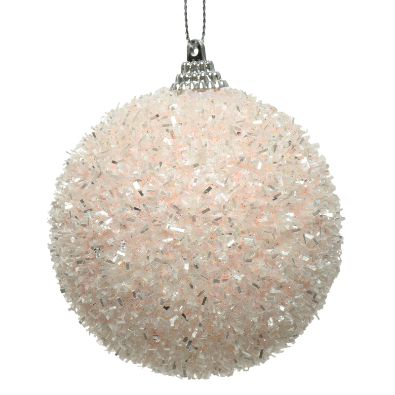 Boule de Noël recouverte de paillettes blanches Ø8 cm