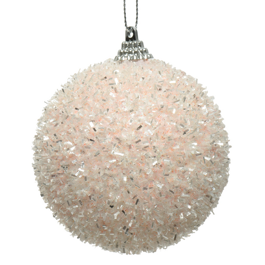 Boule de Noël recouverte de paillettes blanches Ø8 cm