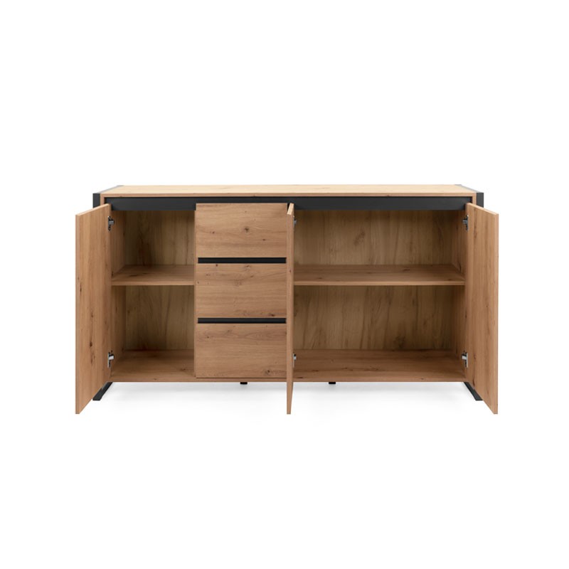 Buffet moderne en chêne avec tiroirs de style urbain 160 x 40 x 88 h cm