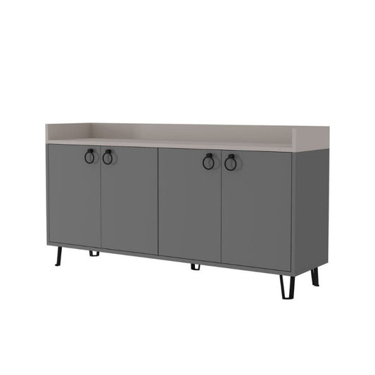 Buffet 4 portes gris tourterelle anthracite 140x36x80 h