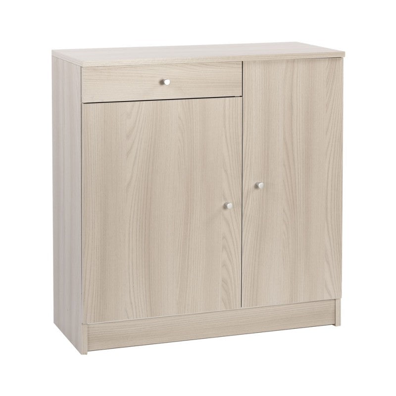 Armoire basse polyvalente avec deux portes et un tiroir en Light Olmo 77x34x h80 cm