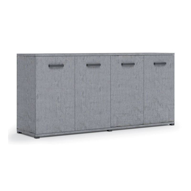 Meuble de salon polyvalent gris ciment en bois mélaminé 180x80x45 cm