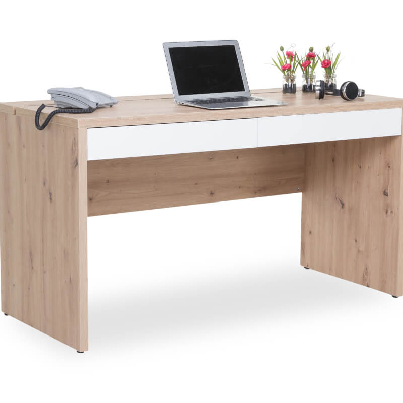 Bureau avec 2 tiroirs et abattant sur le dessus