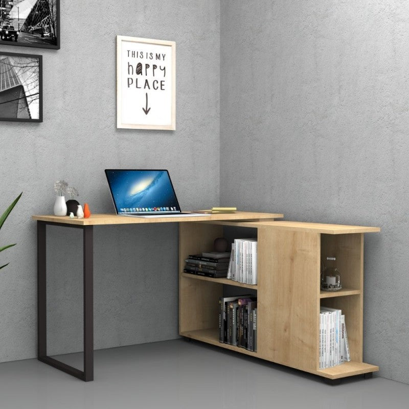 Bureau avec bibliothèque réversible Chêne OSLO 120x60x h74 cm