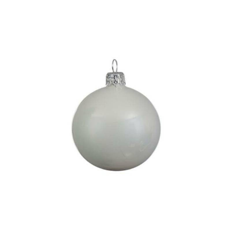 Boule de verre décoration sapin de Noël ÉMAIL BLANC cm 6