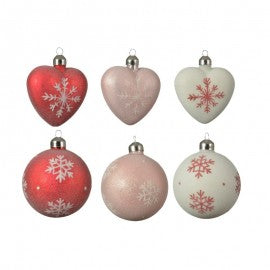 Boule de Noël flocon de neige en verre 8 cm assortie