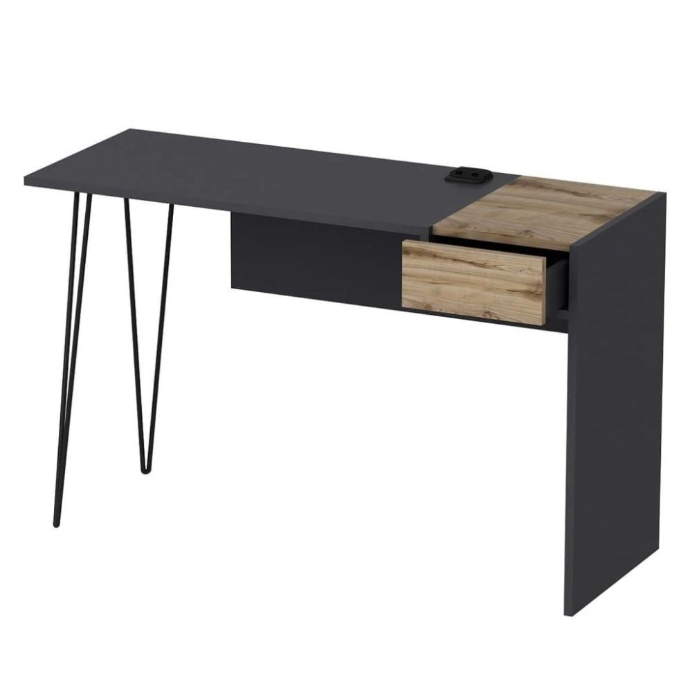 Bureau Candy noyer anthracite ports usb 121x45