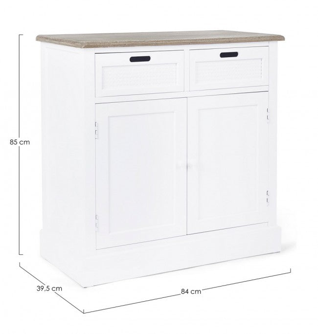 Buffet en MDF blanc avec deux portes et deux tiroirs DOROTEA 84x39,5x h85 cm