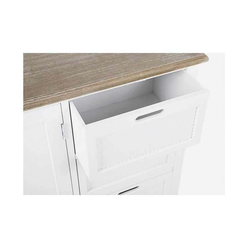 Buffet en MDF blanc avec deux portes et trois tiroirs DOROTEA 123x40x h82 cm