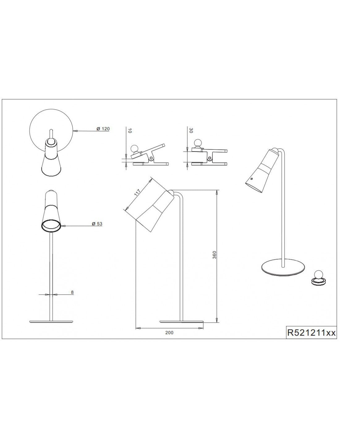 La lampe de bureau modulaire noire Maxi a mené le gradateur de contact avec l'éclairage de trio de batterie