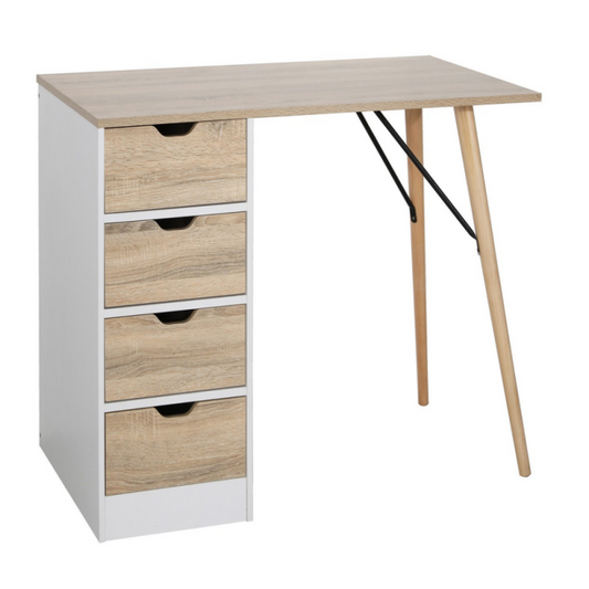 Bureau Alberta avec commode effet bois 120x60x75h cm