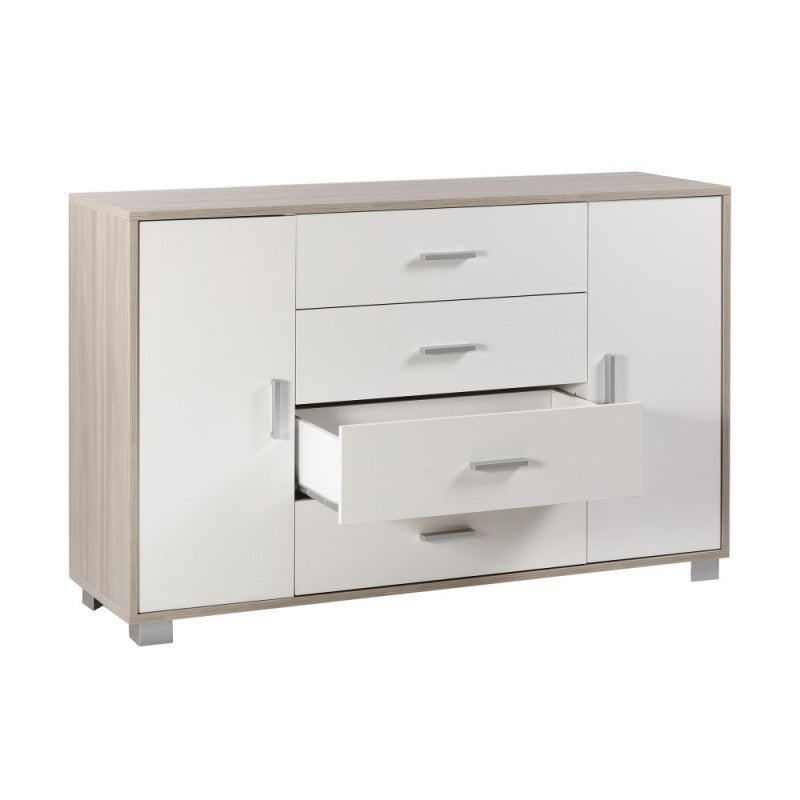 Buffet deux portes et quatre tiroirs Olmo blanc 136x41x h86 cm