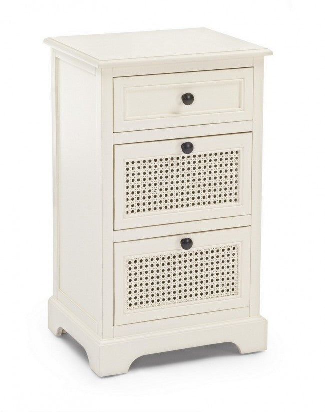 Commode blanche en bois à trois tiroirs AMABEL 40x32x h70 cm