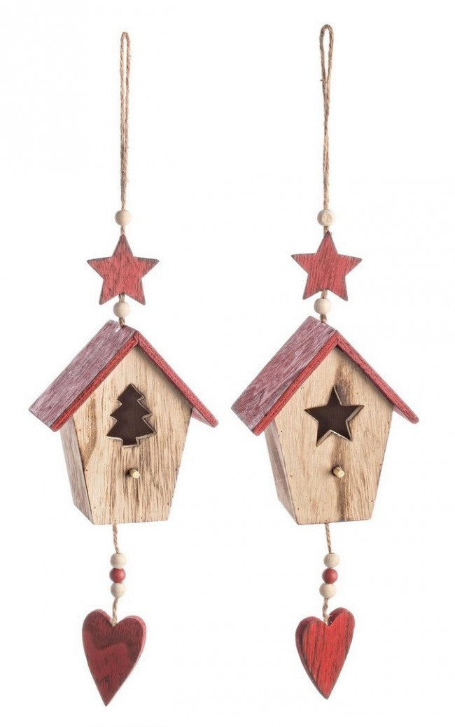 8x pendentif maison père noël oiseau cul