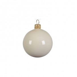 Boule de Noël en verre blanc lait 6 cm