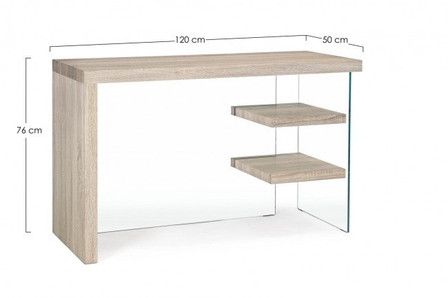 Bureau Bilbao en bois et verre trempé 120x50x76h cm