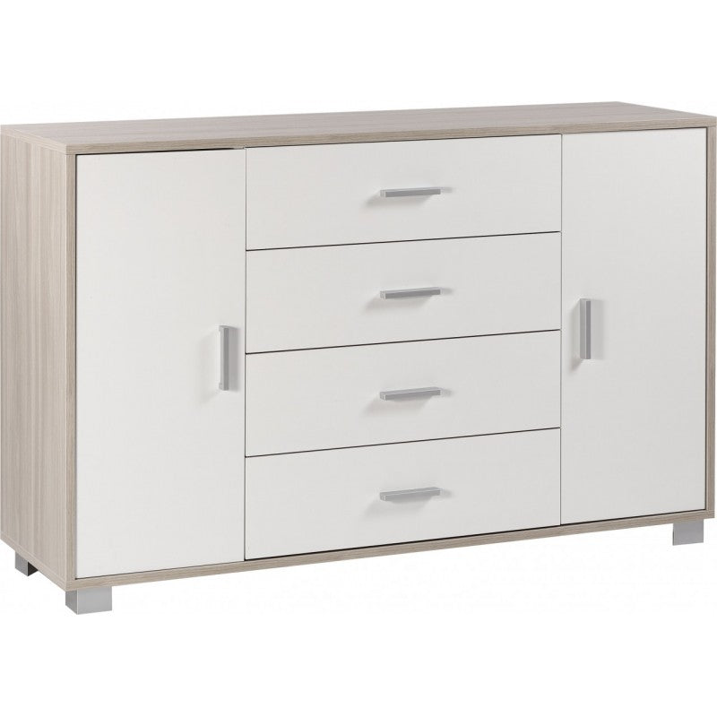 Buffet deux portes et quatre tiroirs Olmo blanc 136x41x h86 cm