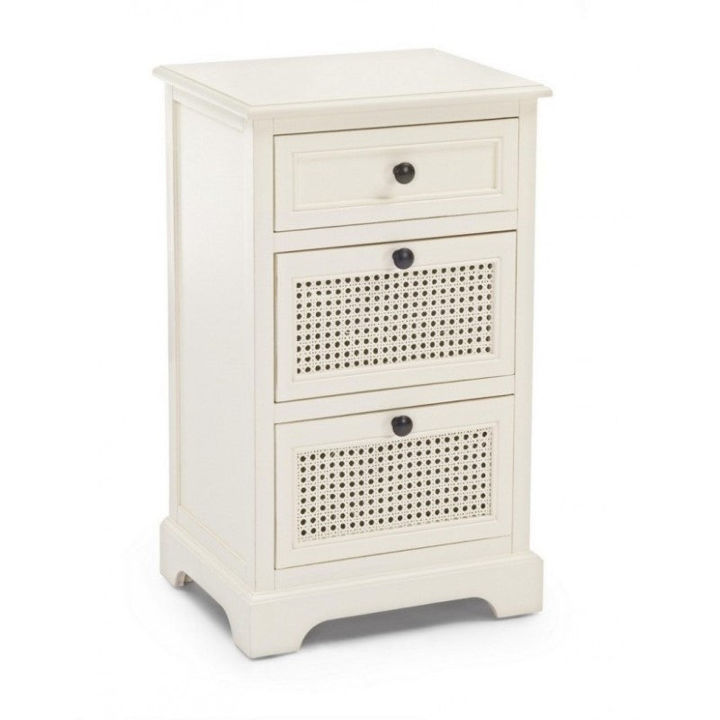 Commode blanche en bois à trois tiroirs AMABEL 40x32x h70 cm