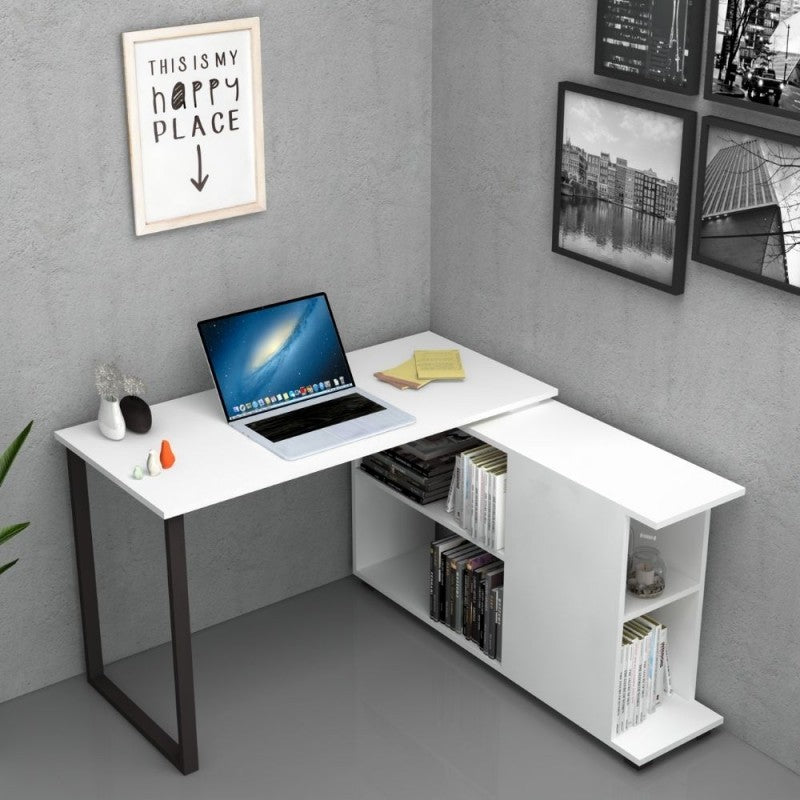 Bureau avec bibliothèque réversible Bianco OSLO 120x60x h74 cm