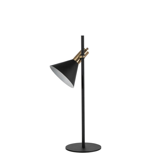 Lampe de table en métal et abat-jour noir mat 18x18x55h cm