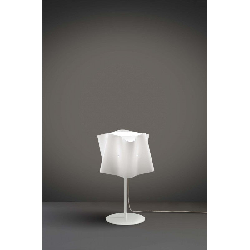 Lampe de table FOLIO avec pied et tige en métal, abat-jour blanc diamètre 25x h37 cm